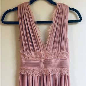 ASOS Petite - BLUSH Lace Insert Pleated Maxi Dress